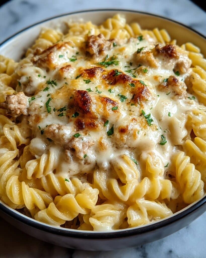 The Best Crockpot Garlic Parmesan Chicken Pasta Recipe