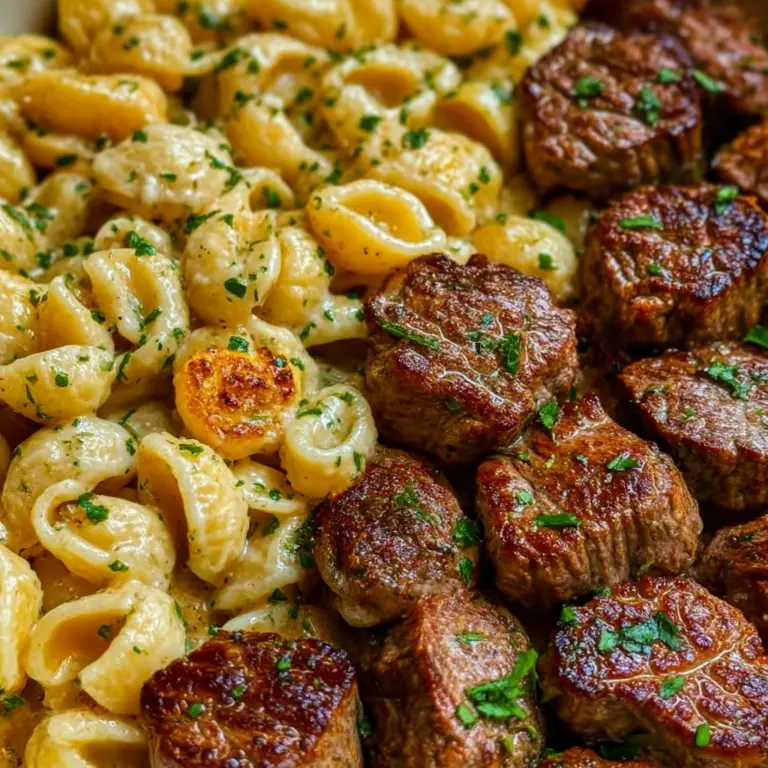 Cajun Steak Bites and Cheesy Garlic Shells Skillet Recipe