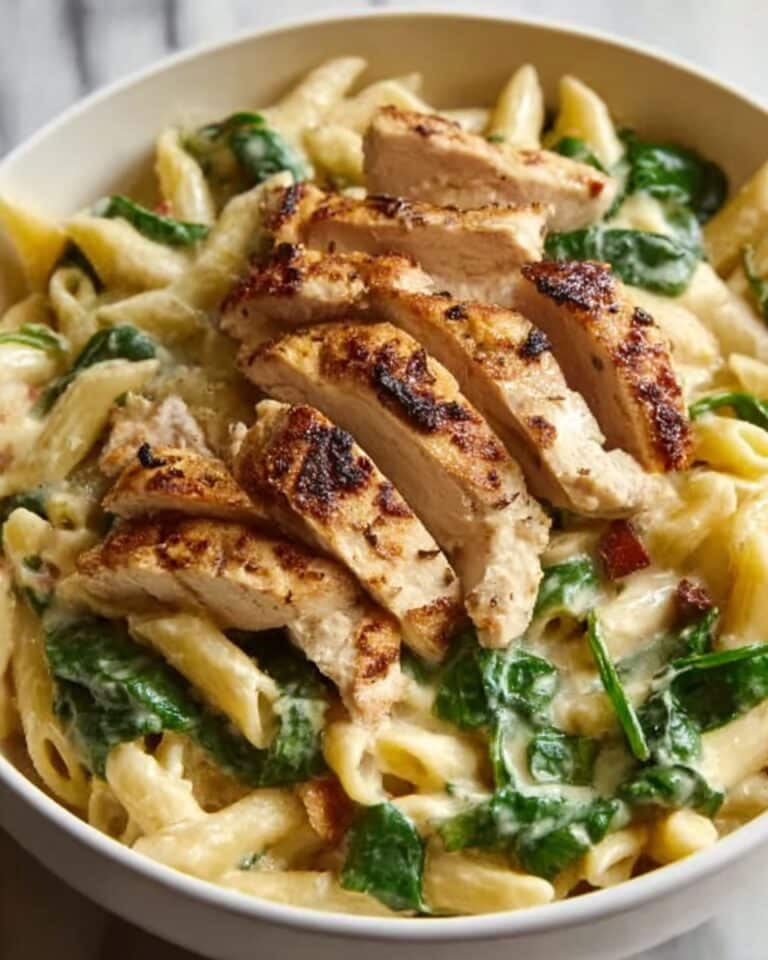 Chicken Spinach Penne with Creamy Parmesan Sauce Recipe