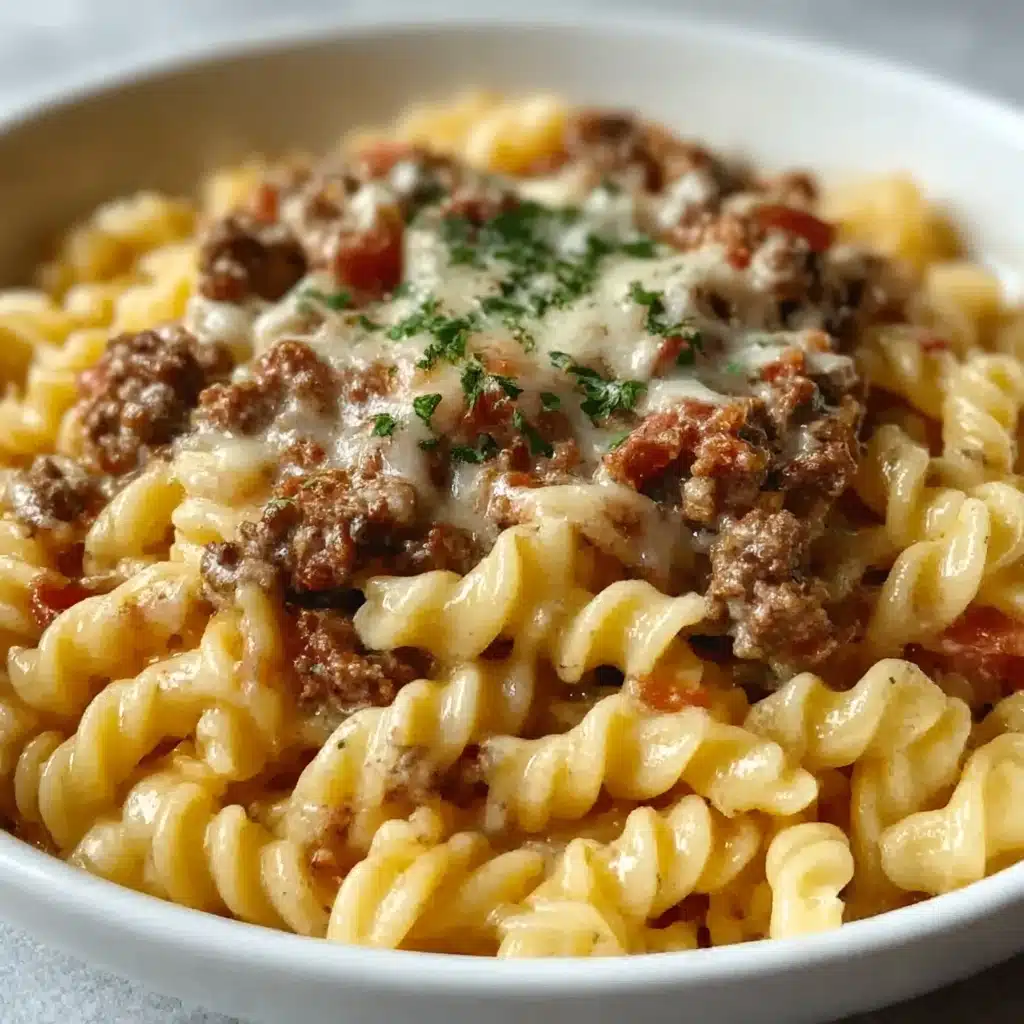Loaded Cheeseburger Alfredo Pasta Recipe - Recipe Image