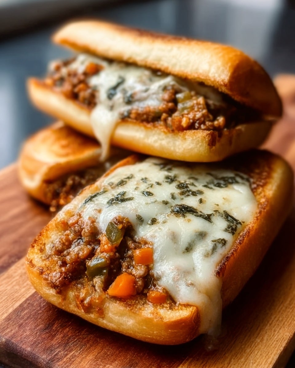 A close-up of a grilled cheese sandwich cut in half and stacked, showing three layers: the top and bottom are golden-brown toasted bread with a slightly crispy texture, the middle layers filled with shredded chicken mixed with red sauce, and melted white cheese stretching out between the layers. The sandwich is placed on a wooden board with some bits of shredded chicken and herbs scattered around. The background is softly blurred with a warm tone, highlighting the sandwich. Photo taken with an iphone --ar 4:5 --v 7
