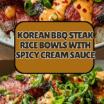 Korean BBQ Steak Rice Bowls with Spicy Cream Sauce Recipe
