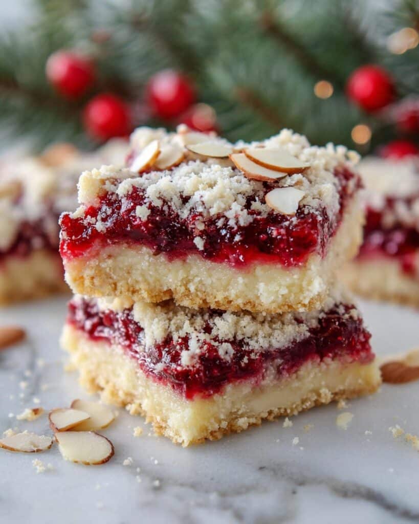 Cheesecake Bars with Cherry Pie Filling and Almond Topping Recipe