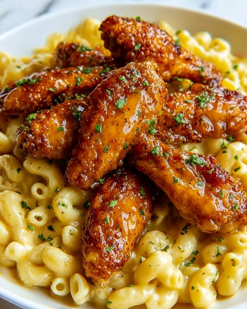 Sweet & Spicy Honey Pepper Chicken with Creamy Mac & Cheese Recipe