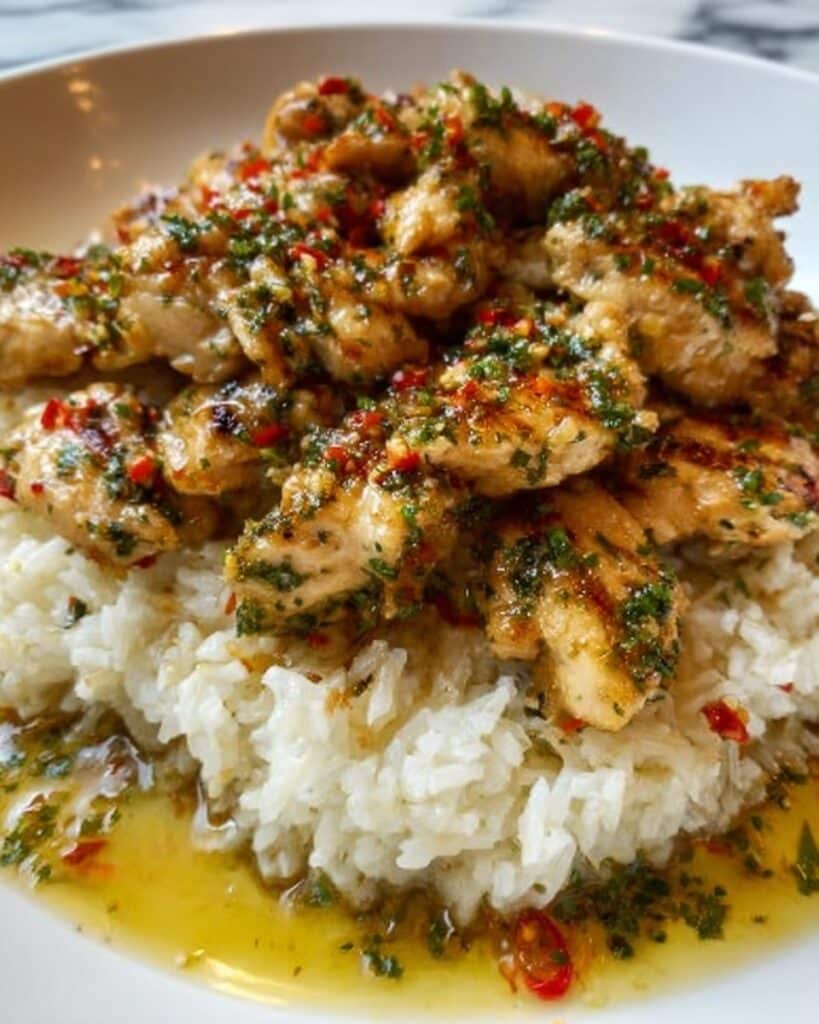 Creamy Garlic Parmesan Chicken Scampi with Rice Recipe