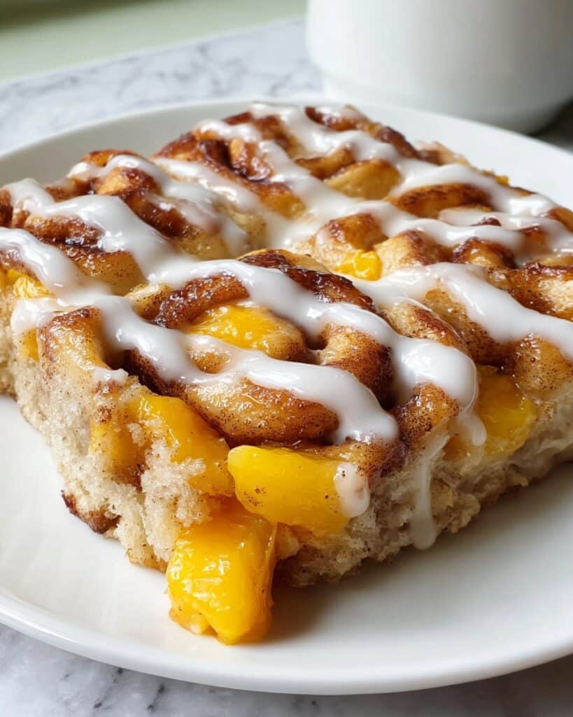 Cinnamon Roll Peach Cobbler Recipe