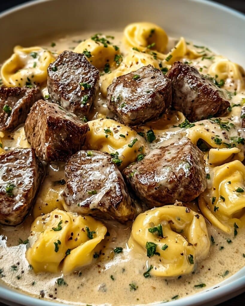 Cracked Garlic Steak Tortellini in Creamhouse Sauce Bliss Recipe