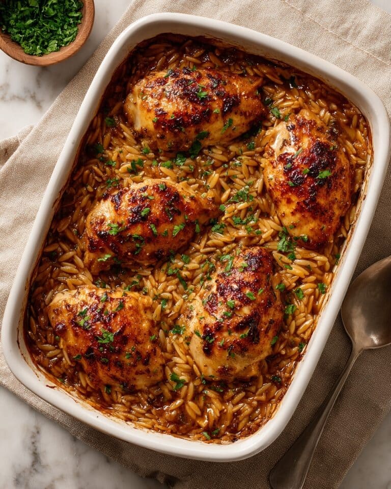 French Onion Chicken Orzo Casserole Recipe