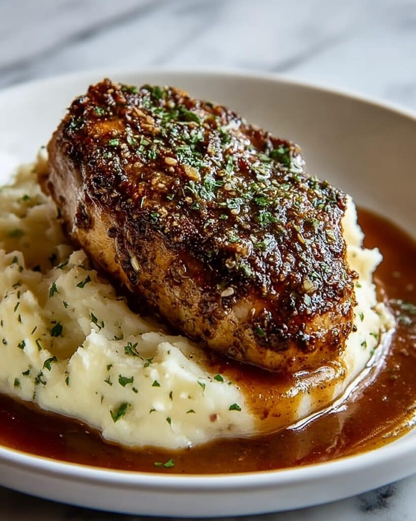 Garlic Herb Chicken with Caramelized Balsamic Glaze and Creamy Mashed Potatoes Recipe