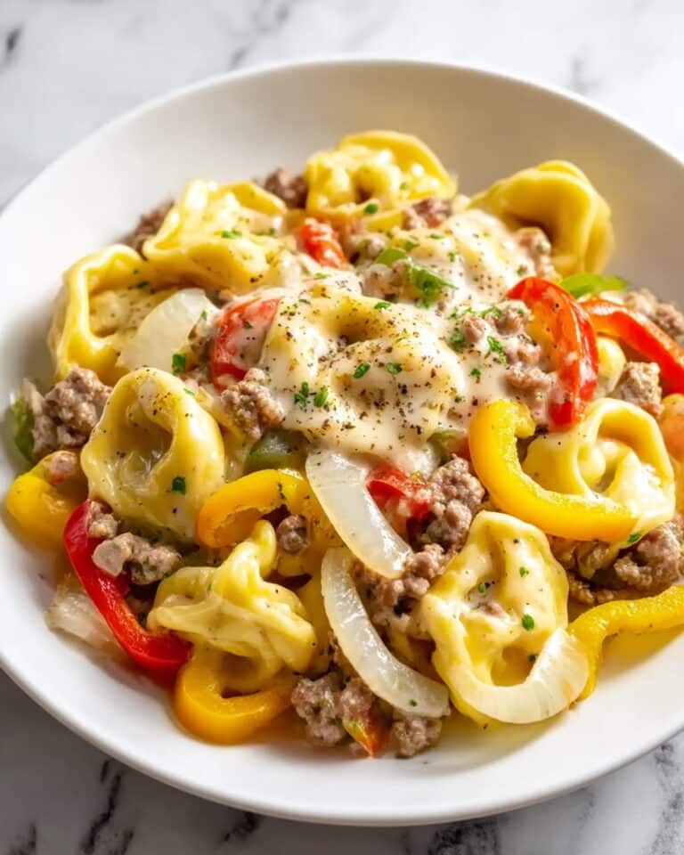 Crock Pot Cheesesteak Tortellini Recipe