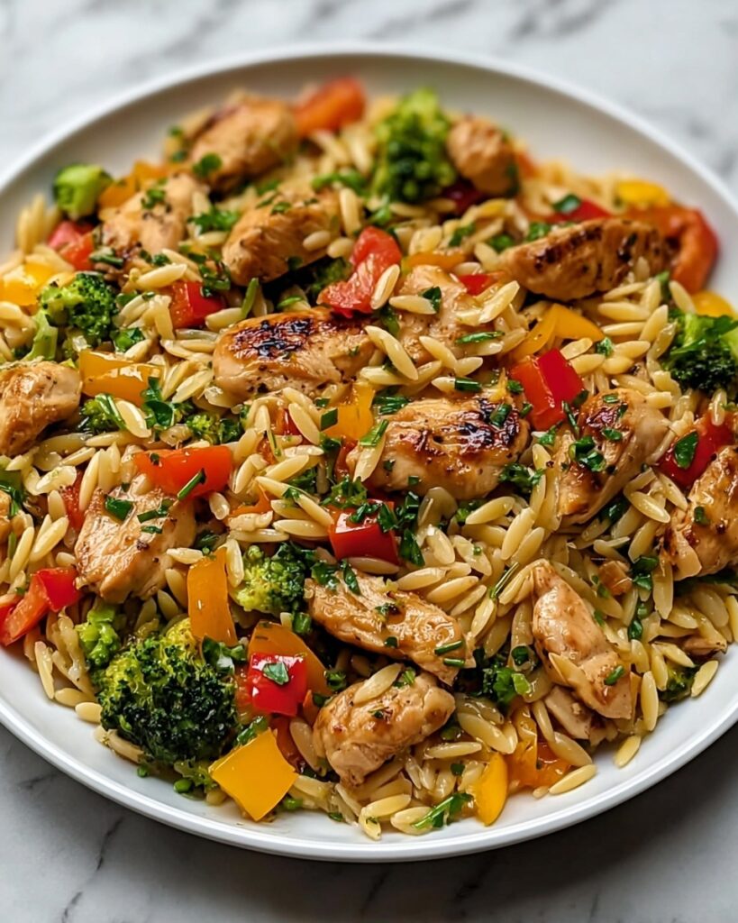 Lemon Chicken & Veggie Orzo Stir Fry Recipe