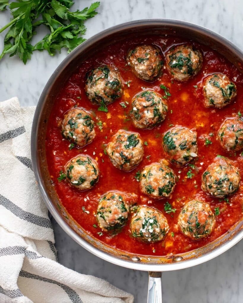 Spinach Feta Baked Turkey Meatballs Recipe