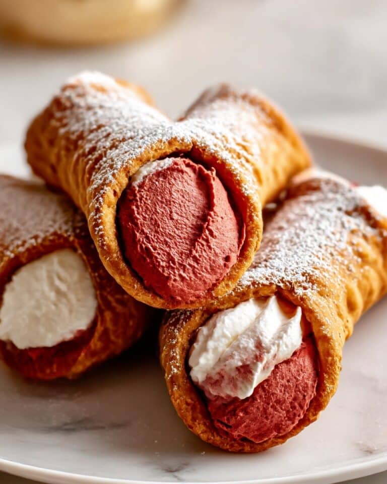 Red Velvet Cannoli with Cream Cheese Filling and Decorative Toppings Recipe