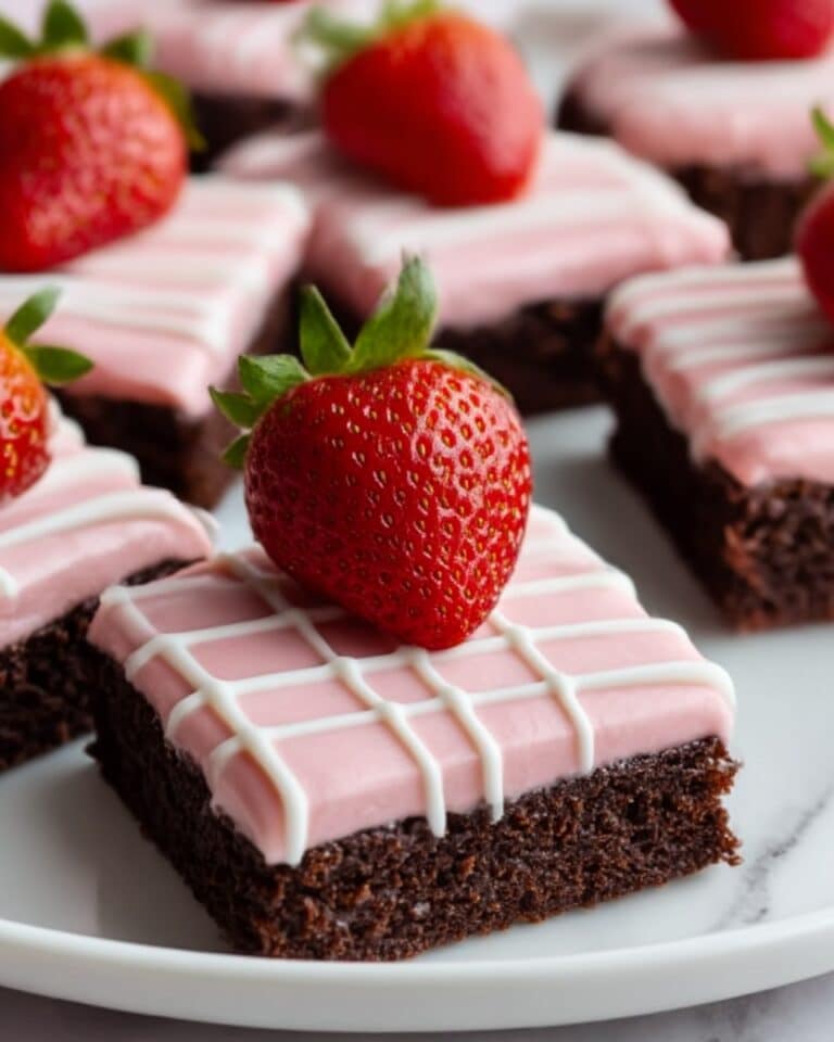 Strawberry Frosted Heart-Shaped Brownies Recipe