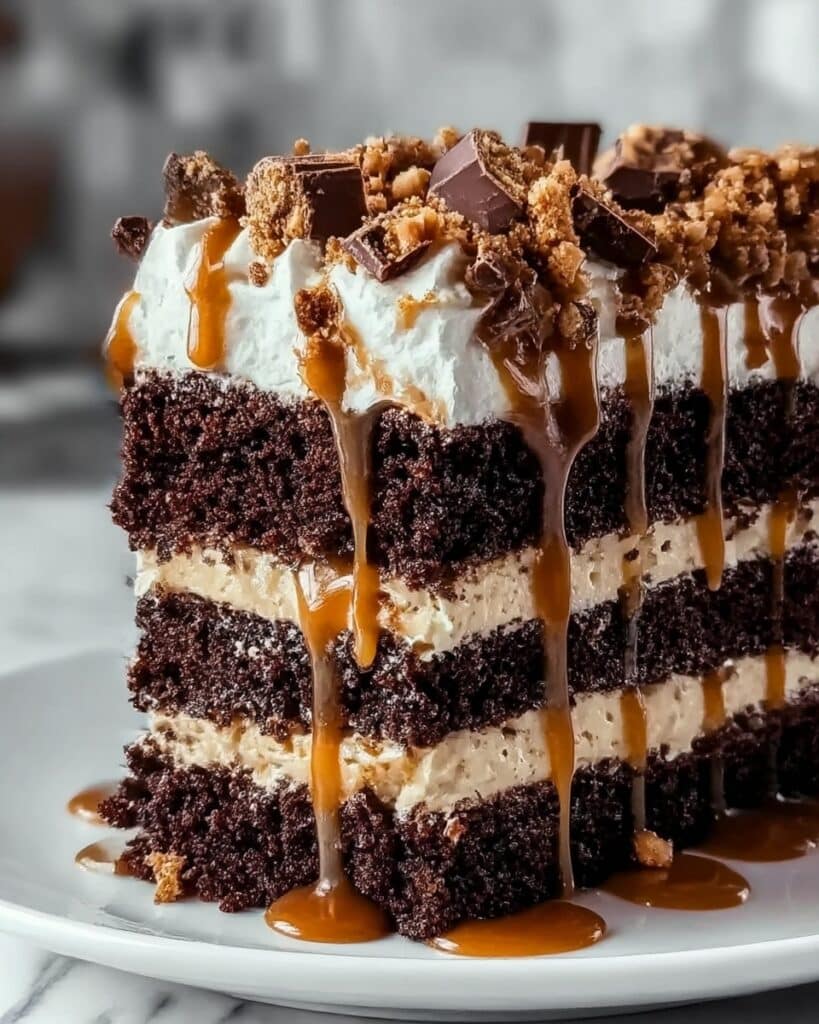 Irresistible Chocolate Caramel Toffee Crunch Cake Recipe
