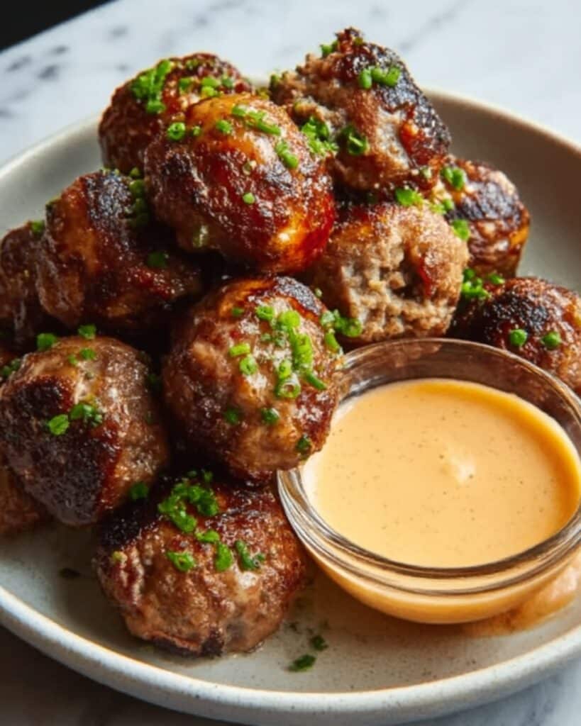 Korean BBQ Meatballs with Spicy Mayo Dip Recipe