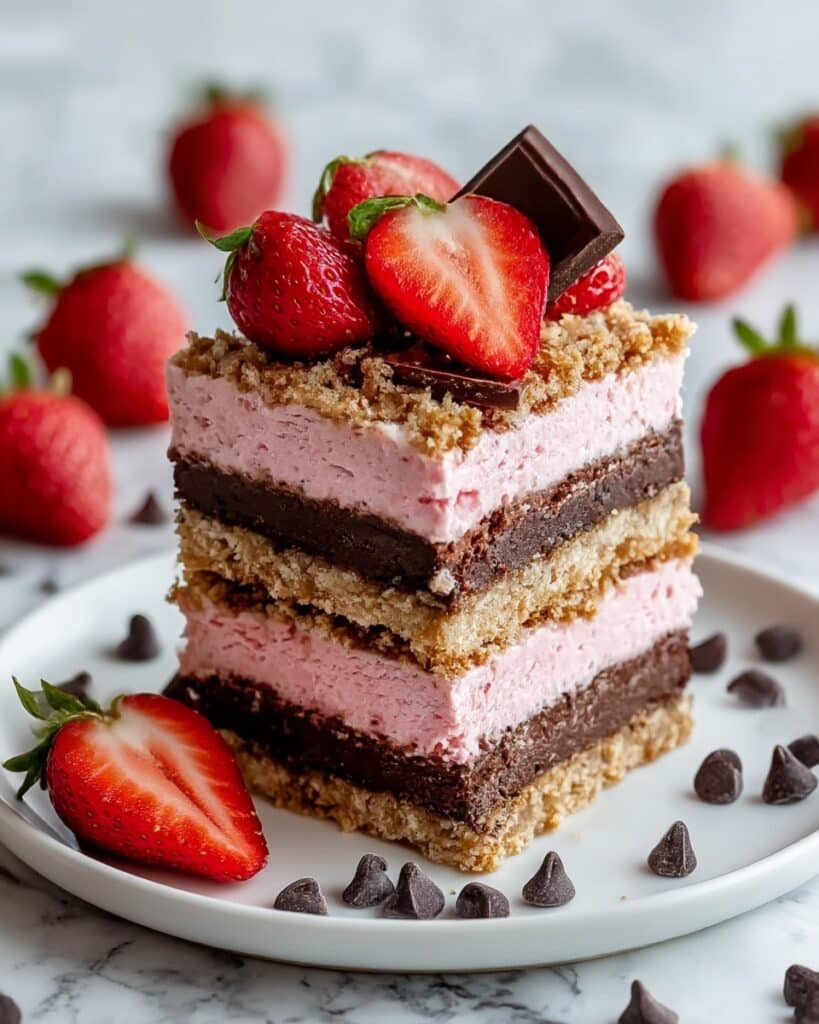 Strawberry Chocolate Crunch Cake Bars Recipe
