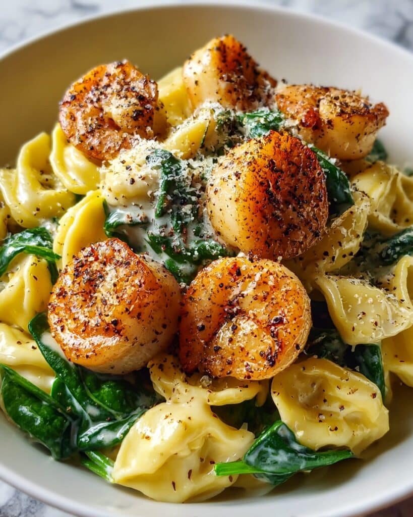 Shrimp Tortellini with Garlic Cream Sauce Recipe