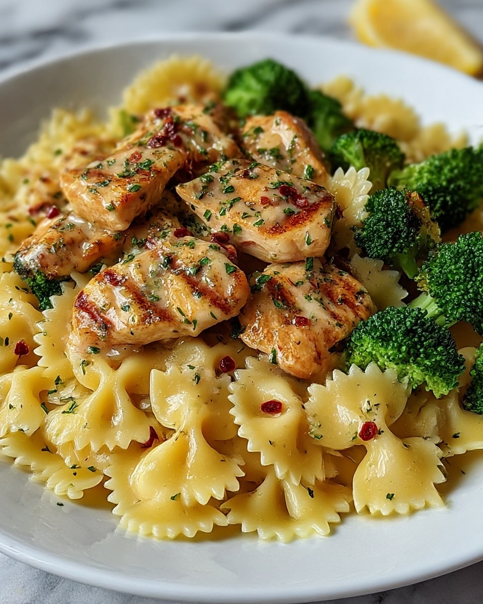 Cowboy Butter Lemon Bowtie Chicken with Broccoli Recipe