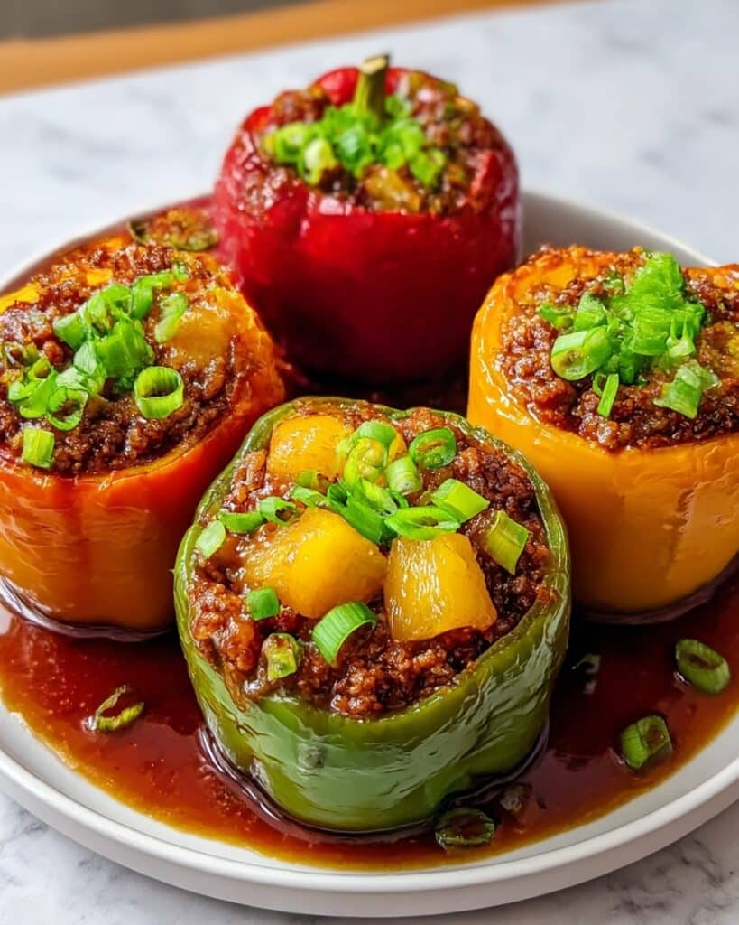 Homemade Teriyaki Pineapple Chicken Stuffed Peppers Recipe