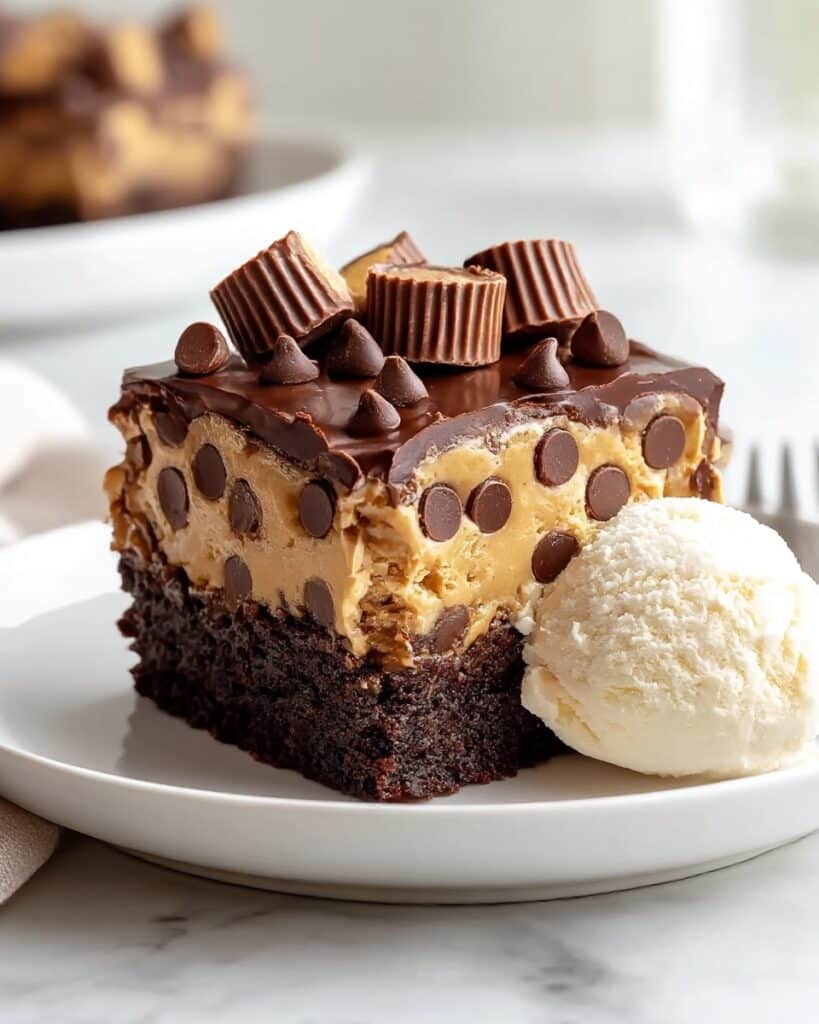 Reese’s Chocolate Peanut Butter Cup Earthquake Cake Recipe