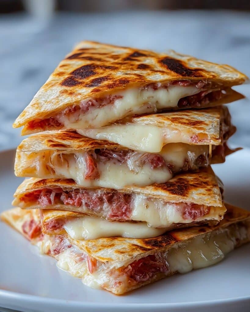 Corned Beef Swiss Reuben Quesadillas Recipe