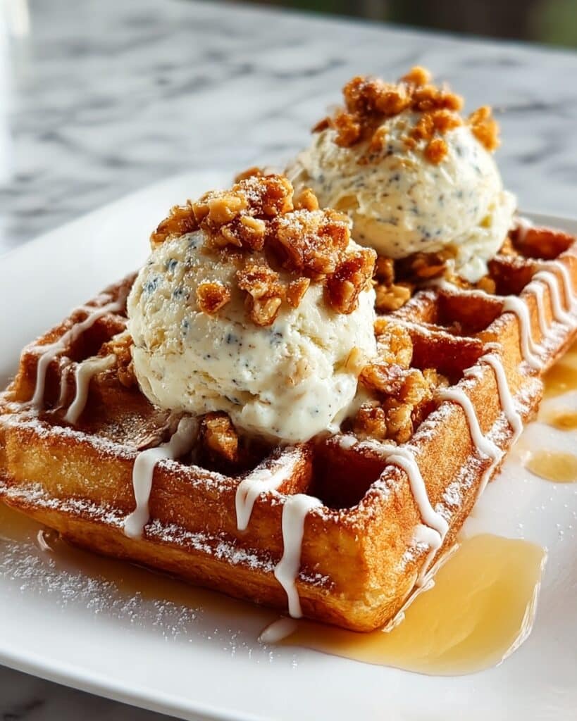 Deliciously Sweet Carrot Cake Waffles with Cream Cheese Drizzle Recipe