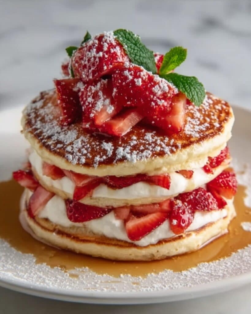 Fluffy Strawberry Cheesecake Pancakes Recipe