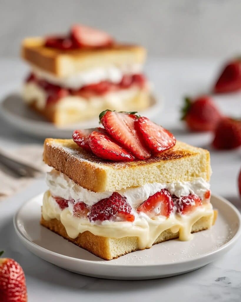 Strawberry Shortcake Custard Toast Stack Recipe